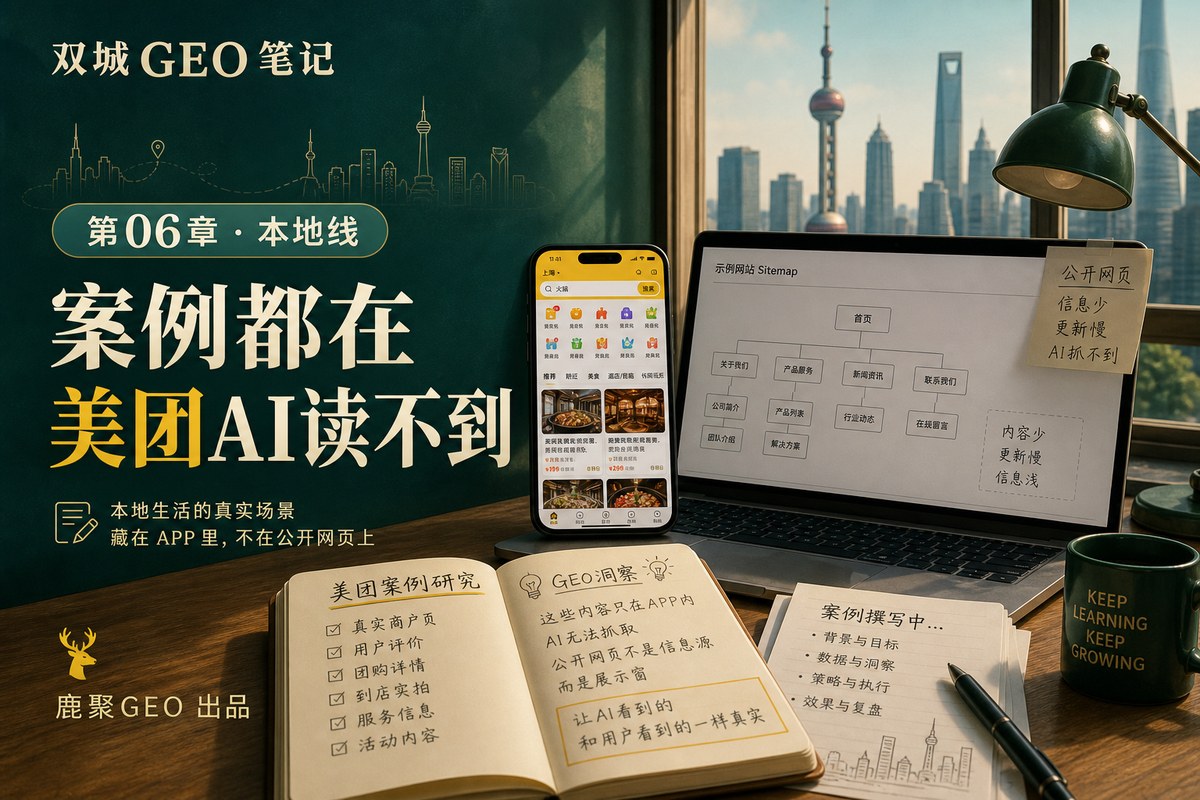 《双城 GEO 笔记》 第 06 章 · 本地线 · 案例都在美团，AI 读不到