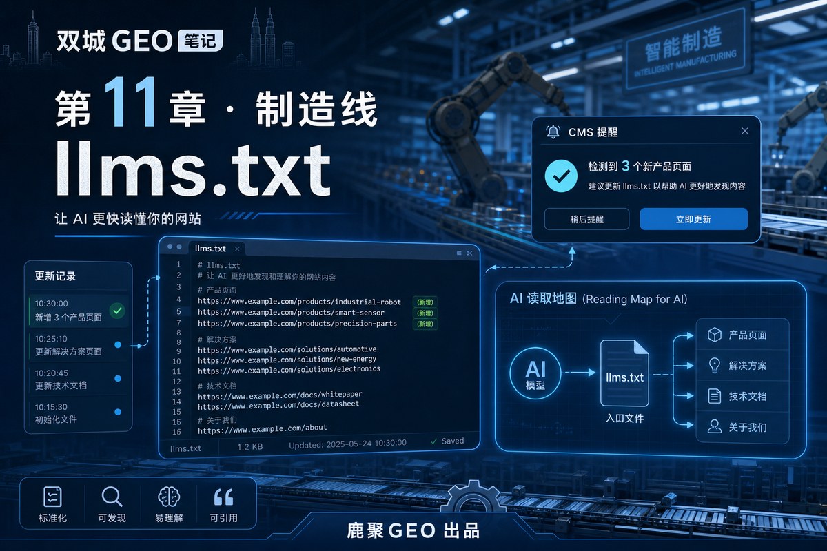 《双城 GEO 笔记》 第 11 章 · 制造线 · llms.txt